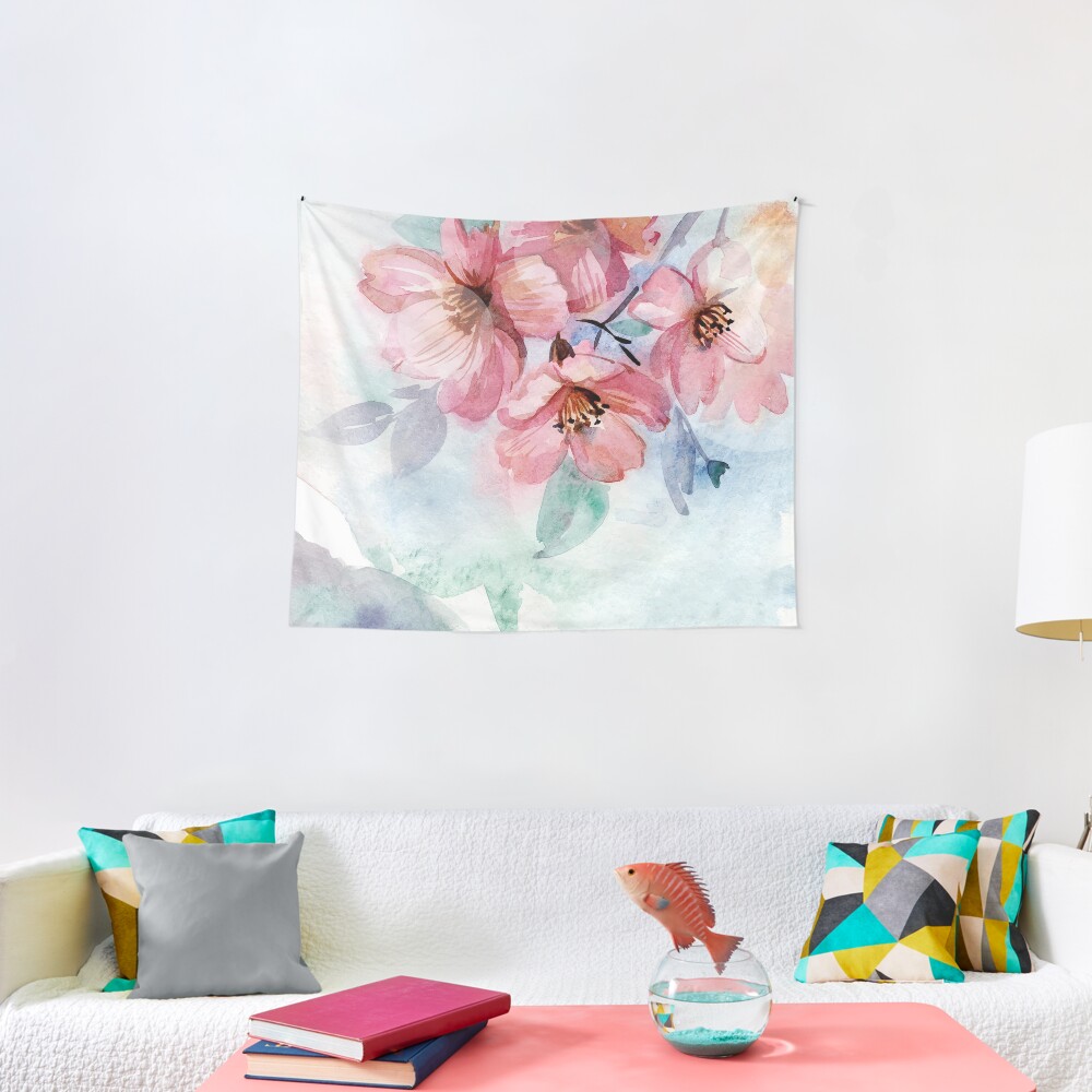 Watercolor Flowers Tapestry