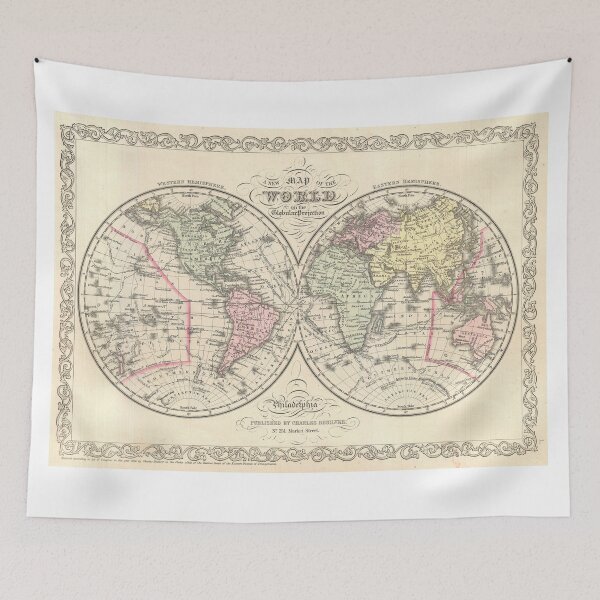 Item preview, Vintage Map of The World (1856) designed and sold by BravuraMedia.