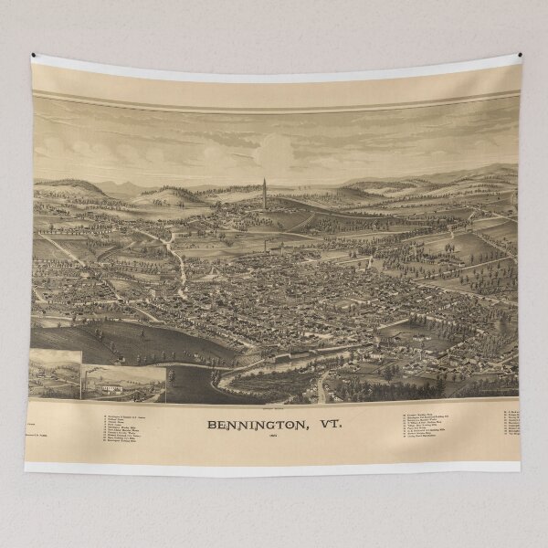 Item preview, Vintage Pictorial Map of Bennington Vermont (1887) designed and sold by BravuraMedia.