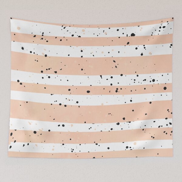 Item preview, Modern coral watercolor stripes black splatters designed and sold by GirlyTrend.