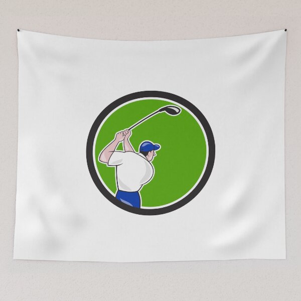 Item preview, Golfer Swinging Club Circle Cartoon designed and sold by patrimonio.