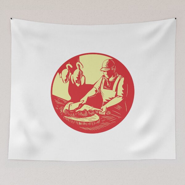 Item preview, Chinese Cook Chop Meat Oval Circle Woodcut designed and sold by patrimonio.