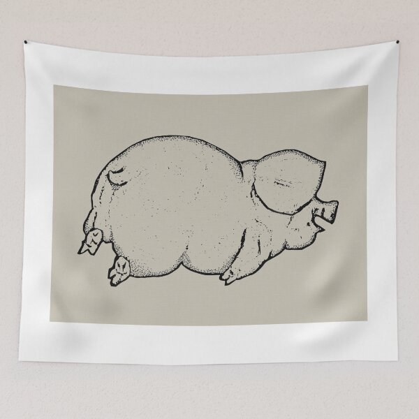 Aperçu de l'œuvre Happy Pig Lying on Belly, Outline Drawing  créée et vendue par JoyfulWhimsy.
