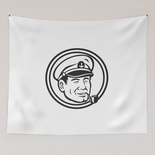 Item preview, Sea Captain Pipe Smoke Circle Black and White designed and sold by patrimonio.