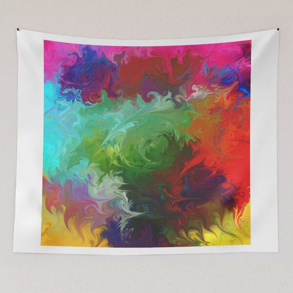 Item preview, abstract art red orange pink green designed and sold by druidwolfart.