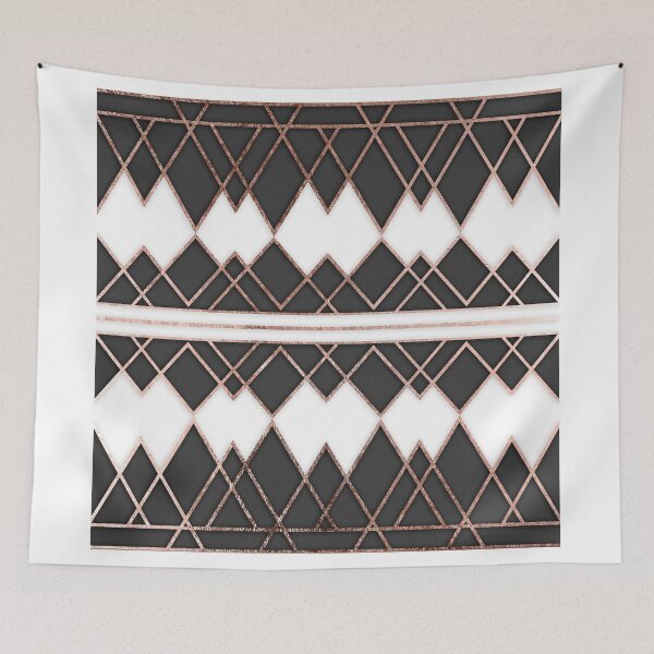 Item preview, Modern Chic Rose Gold Black and White Triangles designed and sold by Blkstrawberry.