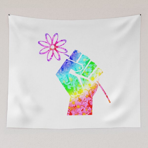 Item preview, Rainbow Fist of Solidarity Holding Flower .  designed and sold by 321Outright.