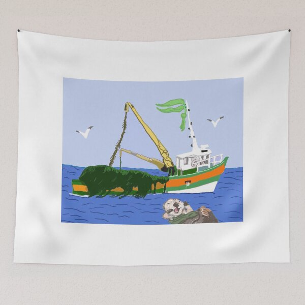 Item preview, Kelp Cutter Boat And The Sea Otter designed and sold by pinkyjainpan.