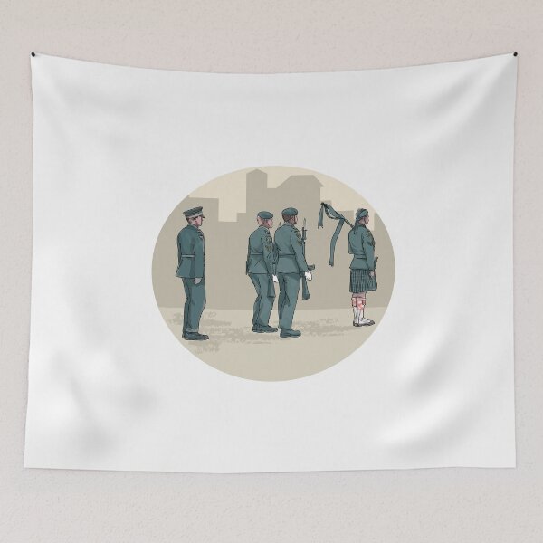 Item preview, Soldier Bagpiper Marching Circle Watercolor designed and sold by patrimonio.
