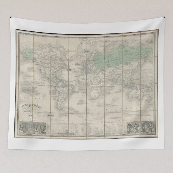 Artikelvorschau, Vintage Karte der Welt (1857) 2 entworfen und verkauft von BravuraMedia.