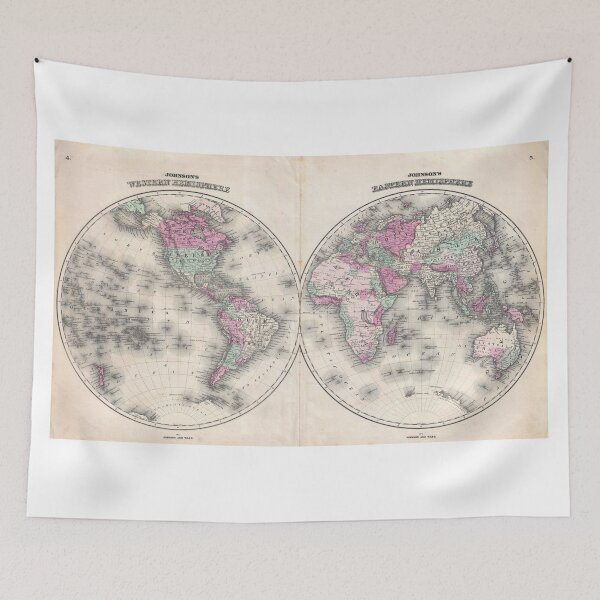 Item preview, Vintage Map of The World (1862) designed and sold by BravuraMedia.