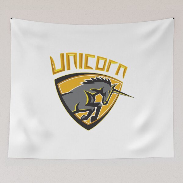 Item preview, Black Unicorn Horse Head Charging Crest Retro designed and sold by patrimonio.