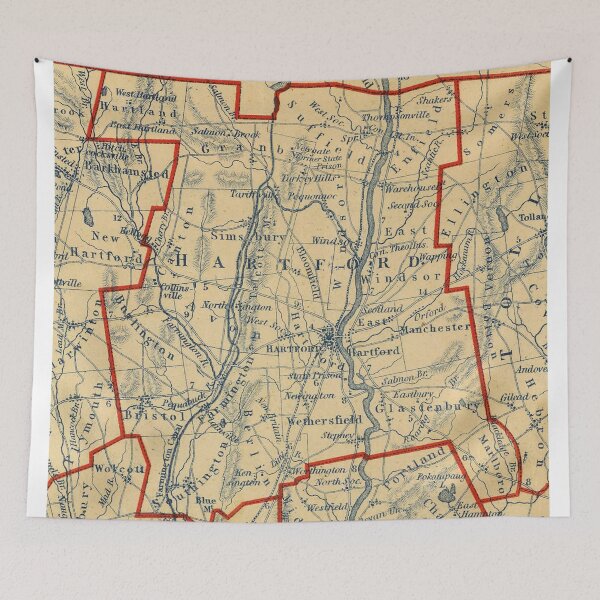 Item preview, Vintage Map of Hartford County CT (1846) designed and sold by BravuraMedia.