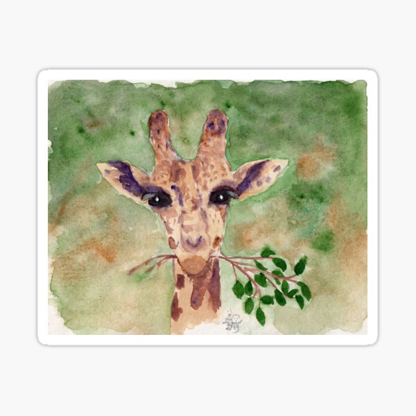 Frohliche Giraffe bei der Mahlzeit Sticker