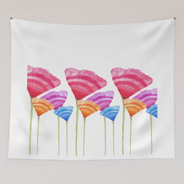 Item preview, Abstract Hand Painted Colorful Long Stem Flowers designed and sold by Blkstrawberry.