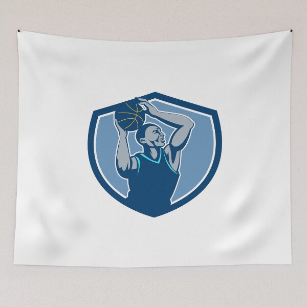 Item preview, Basketball Player Rebounding Ball Crest Retro designed and sold by patrimonio.