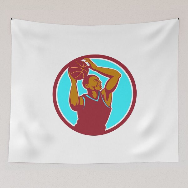 Item preview, Basketball Player Rebounding Ball Circle Retro designed and sold by patrimonio.