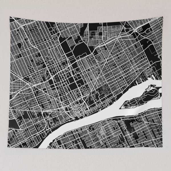 Item preview, Detroit Map - Black designed and sold by CartoCreative.