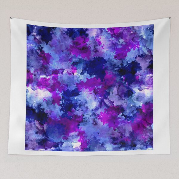 Item preview, Modern blue purple watercolor brushstrokes designed and sold by GirlyTrend.