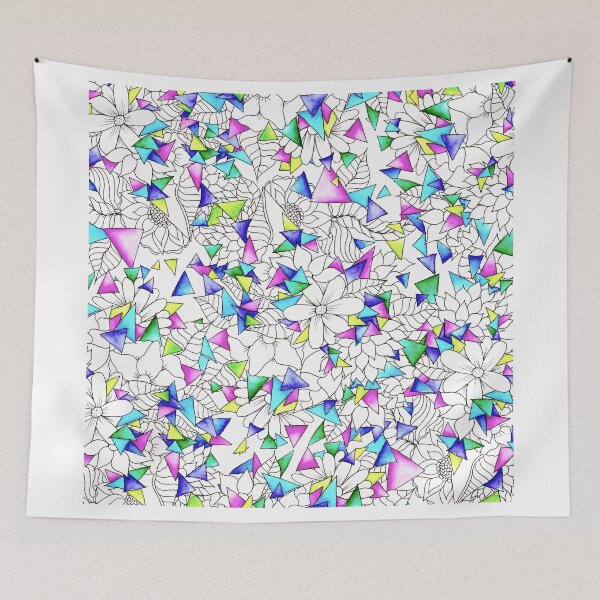 Item preview, Modern watercolor geometric triangles floral  designed and sold by GirlyTrend.