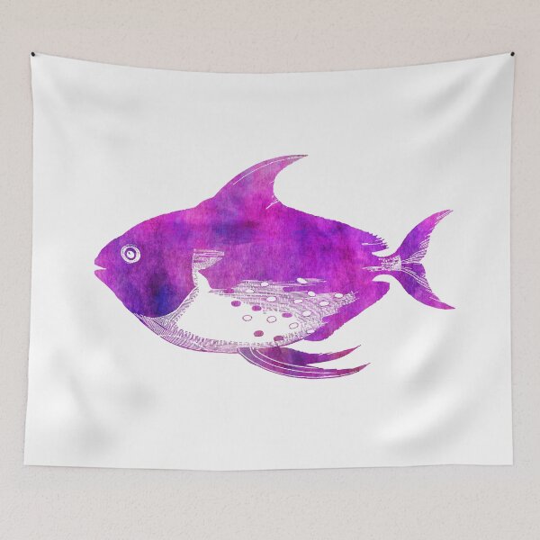 Item preview, Purple Opah Tropical Hawaiian Fish Silhouette Watercolor designed and sold by SilverSpiral.
