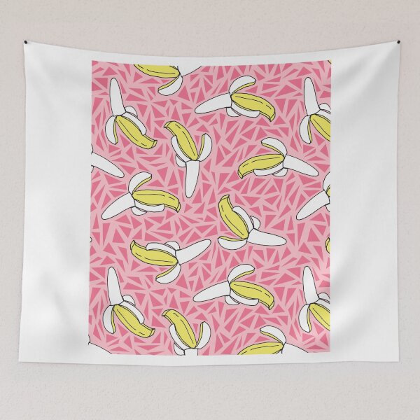 Item preview, Low Down - abstract bananas fruit print triangles geometric memphis throwback neon retro 1980s design  designed and sold by wackadesigns.
