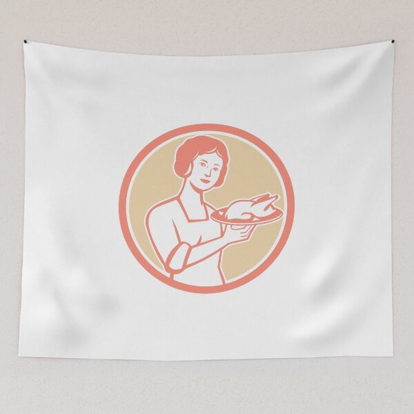Item preview, Housewife Serving Chicken Roast Circle Retro designed and sold by patrimonio.