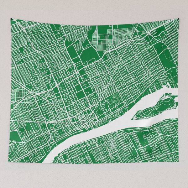 Item preview, Detroit Map - Green designed and sold by CartoCreative.