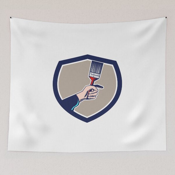 Item preview, Painter Hand Holding Paintbrush Crest Retro designed and sold by patrimonio.
