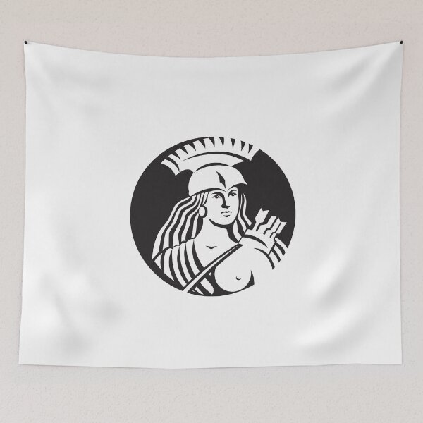 Item preview, Female Spartan Warrior Circle Black and White designed and sold by patrimonio.