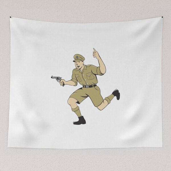 Item preview, World War One British Officer Running Pistol Cartoon designed and sold by patrimonio.