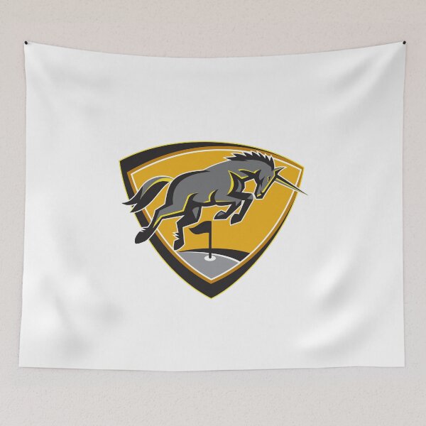 Item preview, Black Unicorn Horse Charging Golf Course Retro designed and sold by patrimonio.