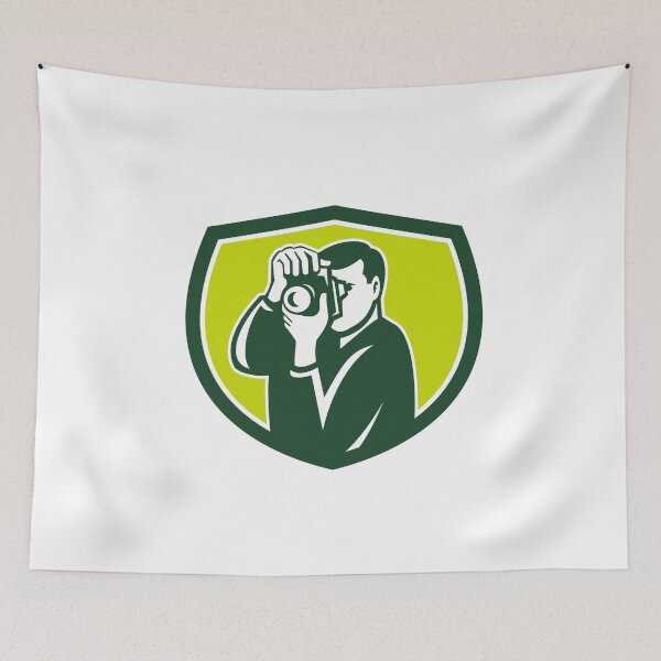 Item preview, Photographer Shooting DSLR Camera Crest Retro designed and sold by patrimonio.