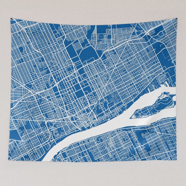 Item preview, Detroit Map - Deep Blue designed and sold by CartoCreative.