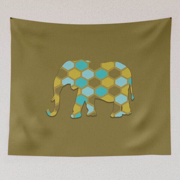 Aperçu de l'œuvre Olive Green and Blue Elephant on Olive Green créée et vendue par tsuttles.