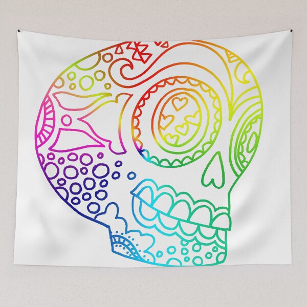 Item preview, Rainbow Lines Sugar Skull in Love designed and sold by mspdgtt.