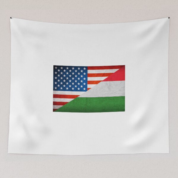 Item preview, Half Hungarian Half American Flag designed and sold by freestyleINK.