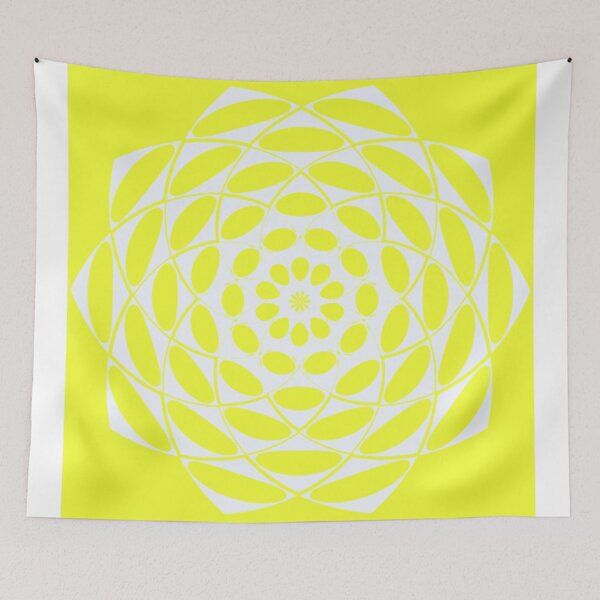 Item preview, White on Yellow Oval Mandala designed and sold by faeriestar.