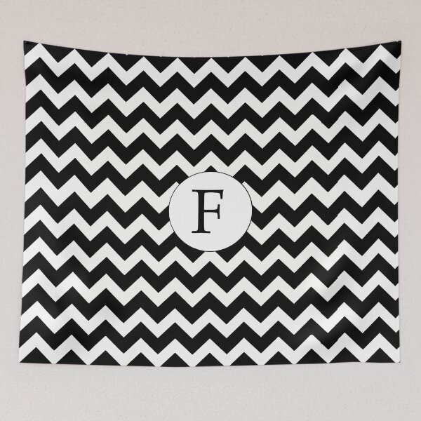 Item preview, F Black Chevron designed and sold by MonogramMonkey.