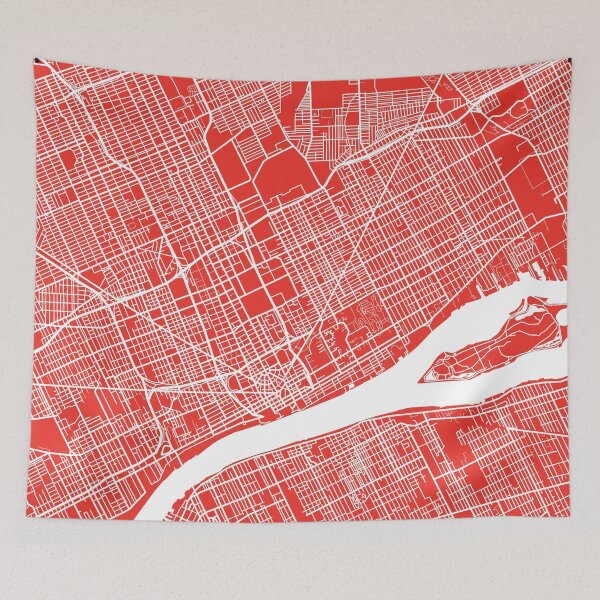 Item preview, Detroit Map - Red designed and sold by CartoCreative.