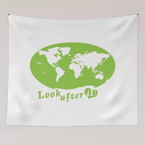 Item preview, THE WORLD look after it! with heart (in green) designed and sold by JacSpac.