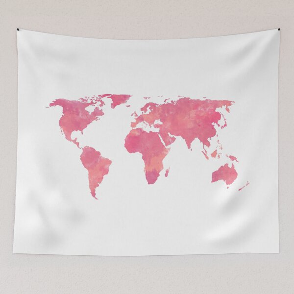 Item preview, Pink Water Color World Map designed and sold by Leah Biernacki.