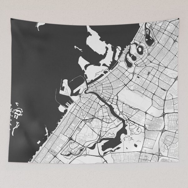 Item preview, Dubai City Map Gray designed and sold by HubertRoguski.