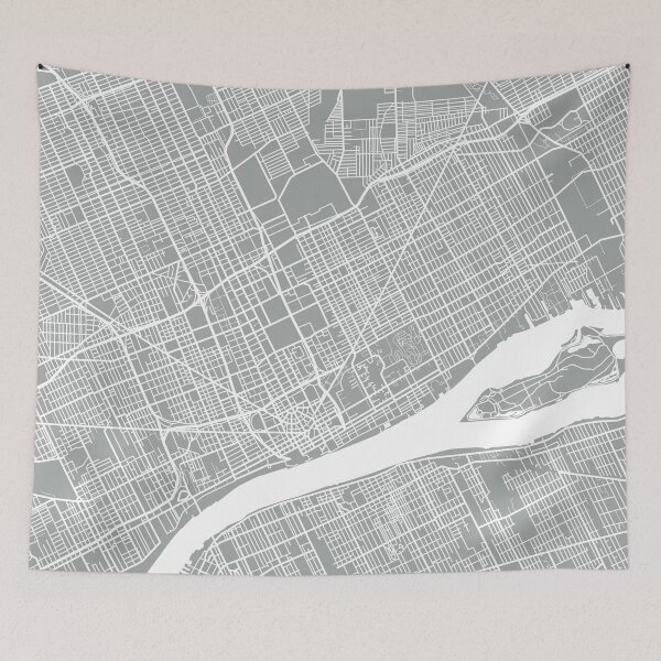 Item preview, Detroit Map - Light Grey designed and sold by CartoCreative.