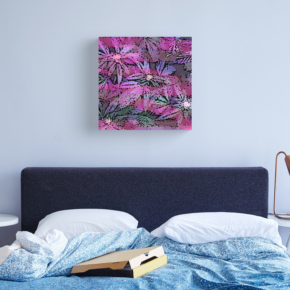 Girly Psychedelic Cannabis Marijuana Pot Weed Print Canvas Print by Pamela Arsena