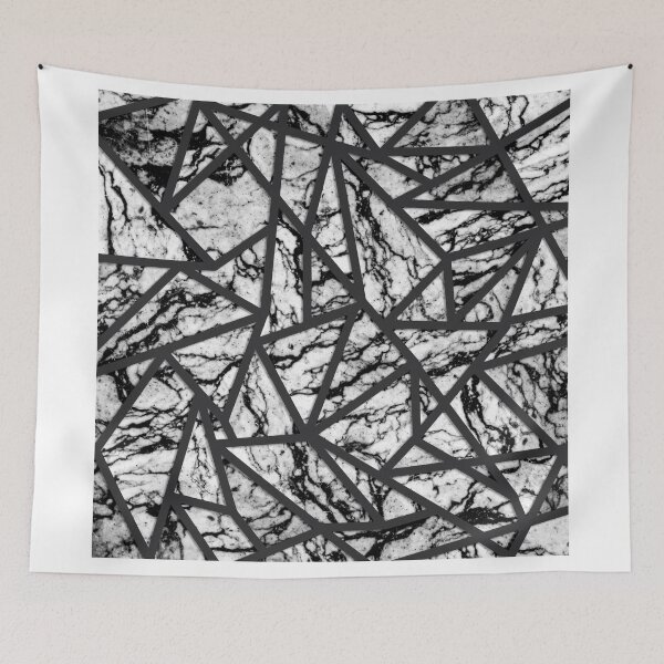 Item preview, Geometric Black and White Marble Triangles Pattern designed and sold by Blkstrawberry.