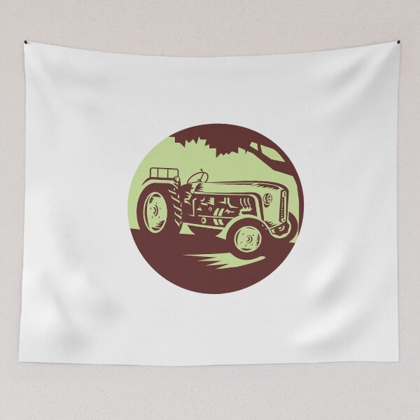Item preview, Vintage Farm Tractor Circle Woodcut designed and sold by patrimonio.