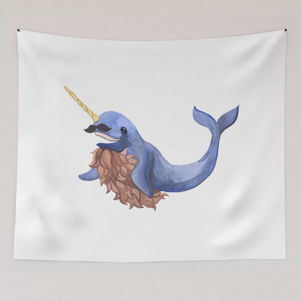Item preview, Blue bearded happy narwhal designed and sold by jazzydevil.