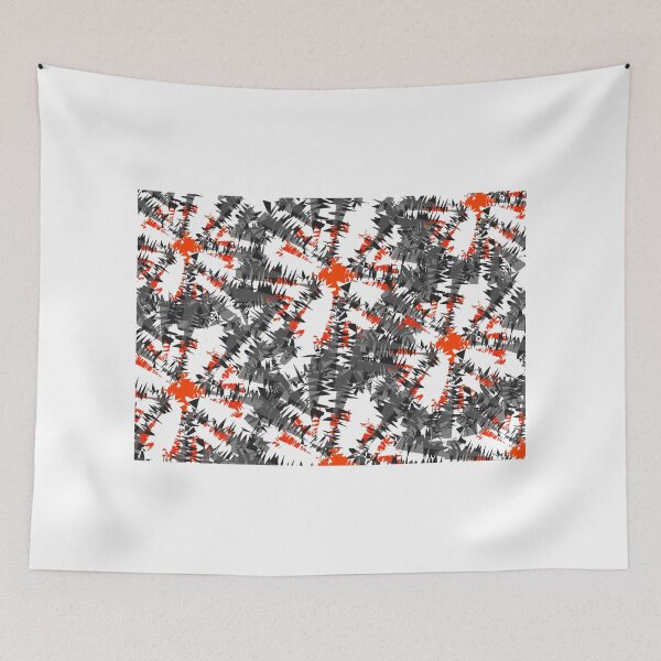 Item preview, Ikat Modern Funky Abstract Charcoal Grey Orange Mix Pattern designed and sold by Artification.