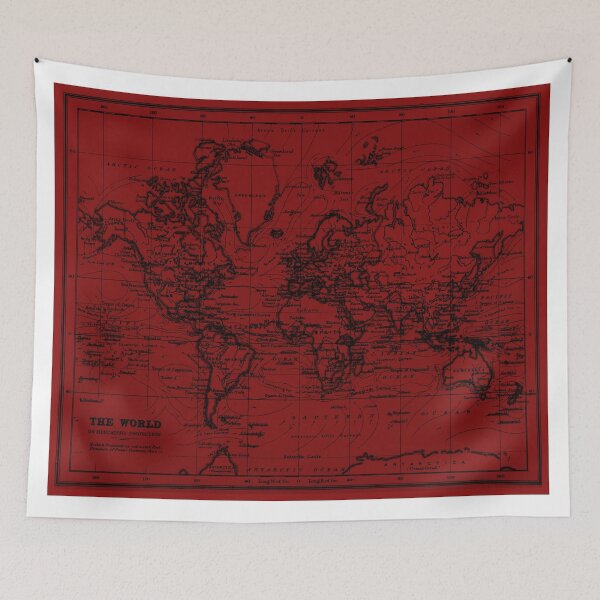 Item preview, World Map (1899) Dark Red & Black  designed and sold by BravuraMedia.
